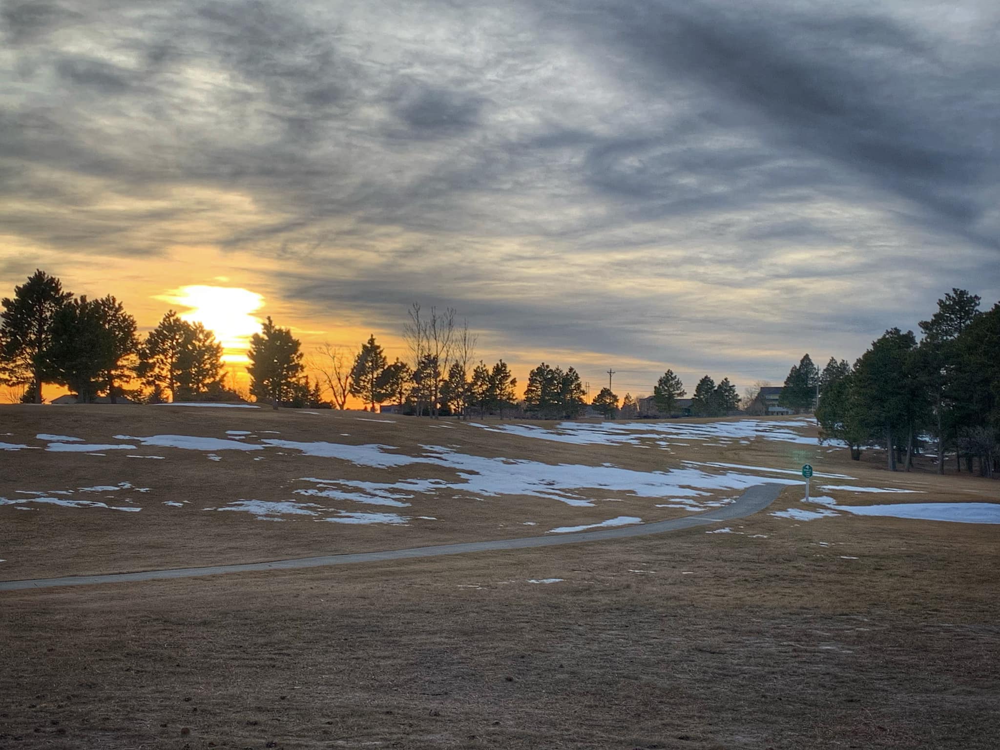 Winter sunset over the fairway
